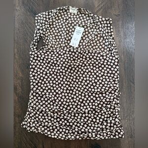 Abercrombie Brown & Cream Mesh Polkadot Top